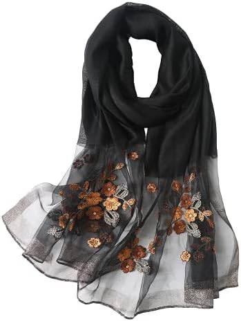 WINCESS.YU Silk Scarf for Women Lightweight Shawls and Wraps for Weddings Fashion Pashmina Shawl Embroidered Scarves