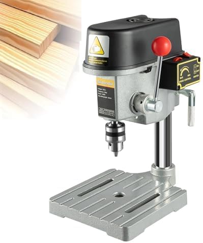 Mini Electric Bench Drill Stand, 3-Speed Benchtop Drill Press, 110V Low Noise Benchtop Variable Speed Drill Press, 1-10mm Clamp,for Metal Wooden DIY and Crafts