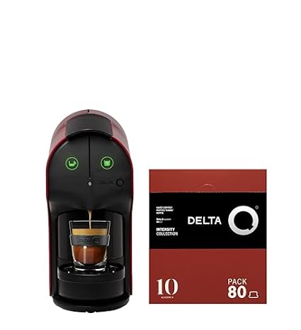 Delta Q Quick Red Coffee Espresso Machine with 80 Qalidus Capsules