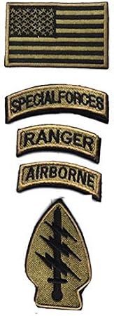 OYSTERBOY Special Forces Ranger Airborne Tactical Patch 5pcs - Green (Hook Backing)
