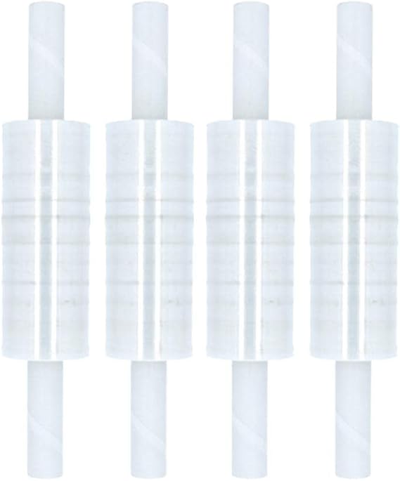 PSBM Stretch Wrap with Handles, 4 Rolls 20 Inch x 1000 Feet 60 Gauge Heavy Duty Clear Plastic Wrap Industrial Strength Shrink Film for Moving, Packing & Shipping