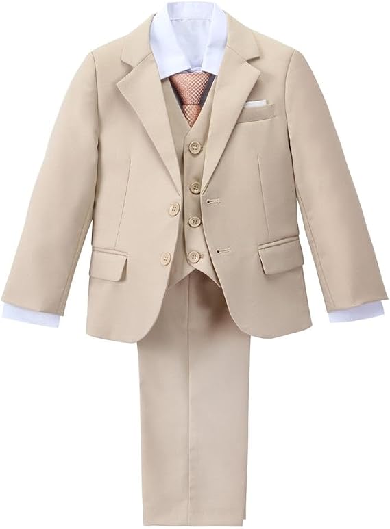 Lito Angels Boys 5 Pieces Slim Fit Suit, Blue/Navy/Black/Khaki