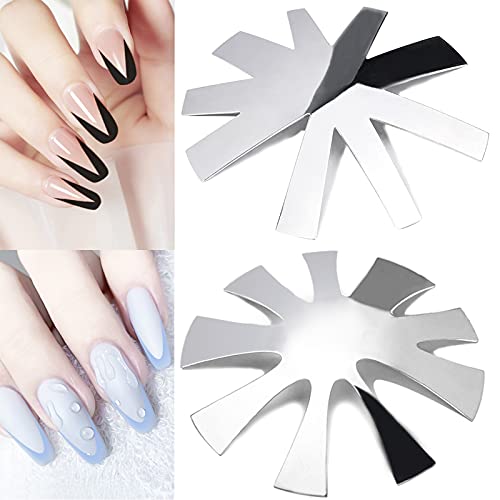 2pcs French Nail Cutter, Manicure French Tip Edge Trimmer Tool Kit, Almond Shape French Smile Line Cutter and V Shape Easy French Tip Cutter for Acrylic Nails