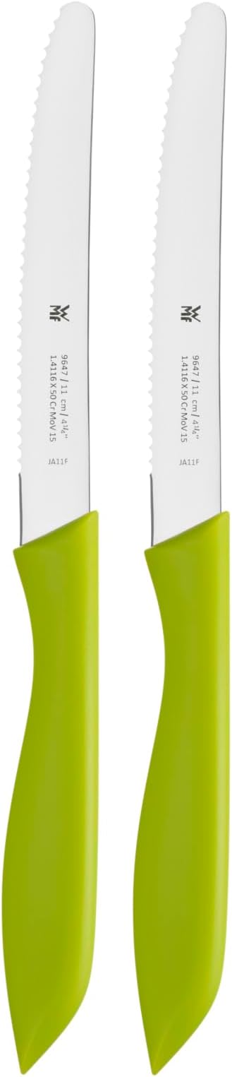 WMF 2 Parça Kahvaltı Bıçağı Seti, 23 cm, Tırtıklı Ekmek ve Sandviç Bıçağı, Özel Bıçak Çeliği, Plastik Sap, Yeşil