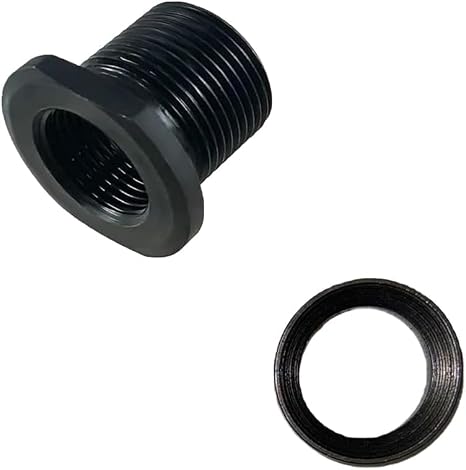 Thread Protector, 1/2x28 to 5/8x24 Thread Adapter with Crush Washer All Alloy Steel Black Oxide Finish (black-1p c s)