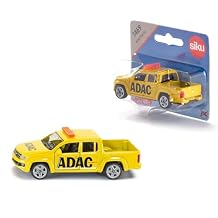SIKU 1469, VW Amarok ADAC Pick-up, Metal/Plastic, Yellow, Toy car for Children, Opening Doors