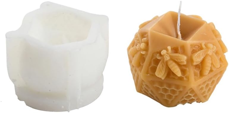 Bee Honeycomb Candle Mould, Honeybee Beehive Pillar Silicone Mold for Beeswax Candle, Soy Wax Candle, Plaster Ornament, DIY Crafts (E)