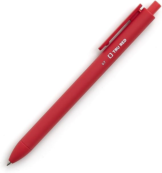 TRU RED Retractable Gel Pens, Medium 0.7mm, Red Ink, 12-Pack