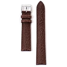 Speidel Genuine Leather Watch Band 18mm Brown Cowhide Buffalo Grain Replacement Strap, Stainless Steel Metal Buckle, Fits Most Watch Brands