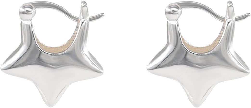 Silver Star Earrings for Women Vintage Star Huggie Hoop Earrings Dainty Pentagram Earrings Minimalism Star Statement Earrings Charm Hypoallergenic Jewelry Gifts