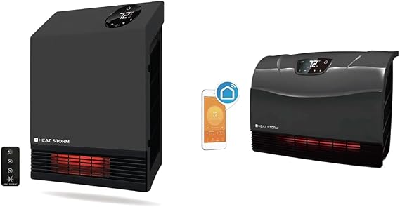 Heat Storm Wall Gray HS-1000-WX Deluxe Indoor Infrared Space Saving-1000 Watts & Screen - 1500 Watt ~ Infrared Space Heater ~ Wall Mounted ~ Wifi Enabled Grey with WIFI
