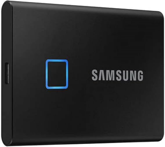 SAMSUNG T7 Touch Portable SSD 500GB - Up to 1050MB/s - USB 3.2 External Solid State Drive, Black (MU-PC500K/WW)