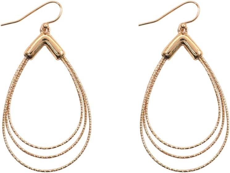 Light Weight Metal Drop Earrings - Layered, Tassel, Round, Geometric Shape, For Women