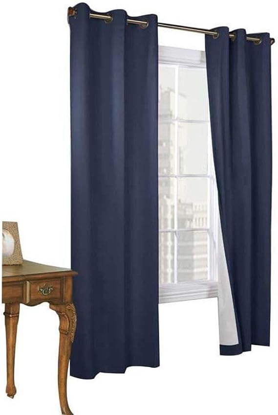 Thermalogic Weathermate Insulated Grommets Cotton Curtain Panels, 80 x 54, Navy