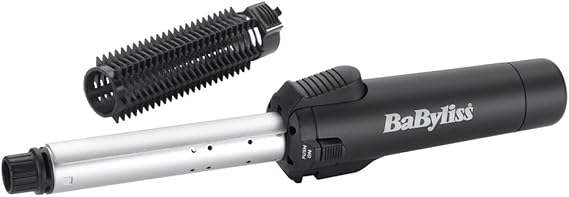 BaByliss Cordless Gas Hair Curler & Brush, 19mm Ceramic Curling Tong, Protective Heat Shield, Fast Heat Up to 200°C, Black, 2583BU