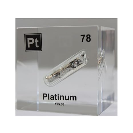 Cube Element Cubes 5cm/2in Encased in Crystal-Clear Lucite Acrylic for Element Collections Hobbies Science Creative Gift-78-Pt Platinum