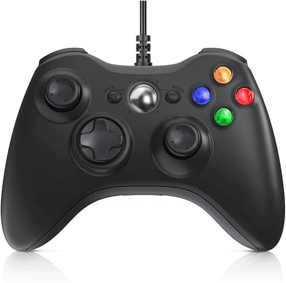 PCコントローラー モーションコントロール に適合する Xb&ox 360用コントローラー 2.4Gワイヤレスゲームリモートジョイスティック 3DロッカーゲームハンドルツールパーツデュアルバイブレーションWIRED-black