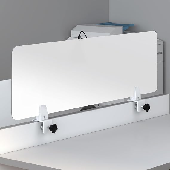 Office Desk Privacy Panel, Acrylic Shatterproof Desk Divider with Clamps, Stand Up Desktop Partition Board, White, Black, Gray, Green (Size : 70X40CM/27.5X15.7IN)