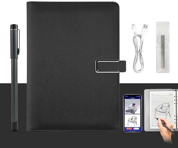 Smart Writing Set with XNote-AI with Real-Time Sync and Bluetooth 5.0 E-Ink Paper Tablet, Digital Notebook, Drawing, Smart Reusable Notebook Black