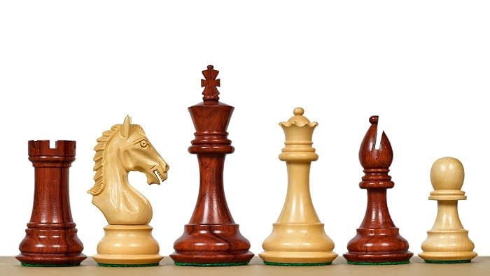 Derby Knight Staunton Weighted Chess Pieces in Bud Rosewood (Padauk) & Boxwood 4.1" King | Luxury Handcrafted Chess Set for Collectors & Professional Players