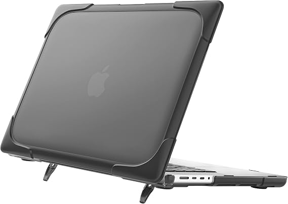 ProCase for MacBook Pro 14.2 Inch 2026 M5 / M5 Pro / M5 Max, 2024 M4 A3112 A3185 A3401, 20232021 M3 A2918 A2992 M2 A2779 M1 A2442, Heavy Duty Hard Shell Case with Fold Kickstand -Black