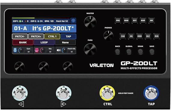 Valeton GP-200LT Multi Effect Pedal Multi Effect Processor Guitar Effect Pedal Bass Pedal Amplifier Modeling IR Cabinet Simulation Multi Effects FX Loop MIDI I/O Stereo OTG with USB Audio Interface