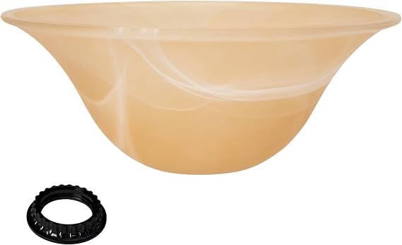 Glass Bowl Shade Replacement for Torchiere Floor Lamp, Standing Lamp Replacement Shade with E26 Socket Compatible, Amber Glass Bowl Lampshade for Living Room Lamp (E26 Socket Not Include)