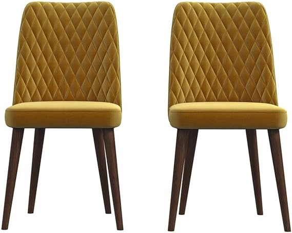 ASHCROFT Ellen Mid-Century Modern Gold Velvet Dining Chair (Set of 2)