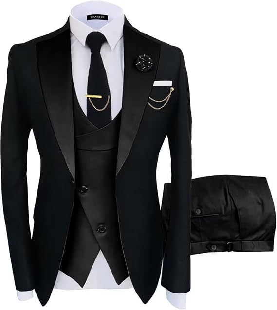 Wangyue Mens Suit 3 Piece Slim Fit Suits for Men Wedding Prom Tuxedo Formal Business