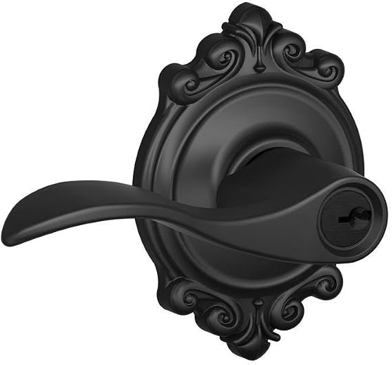 SCHLAGE Lock Company F51AACC622BRK Brookshire Collection Matte Black Accent Keyed Entry Lever - Black