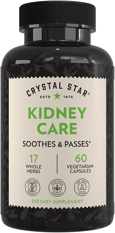 Crystal Star Kidney Care (60 Capsules) Herbal Supplement for Kidney Cleanse, Detox & Support - Stone Root, Gravel Root & Hydrangea Root - Non-GMO