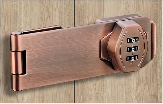ETEKJOY Keyless Cabinet Lock 3-Digit Password Combination Code Hasp Latch Lock Twist Knob Wooden Drawer Cupboard Locker Gun-Safe Closet Box (3 inch, Antique Copper)