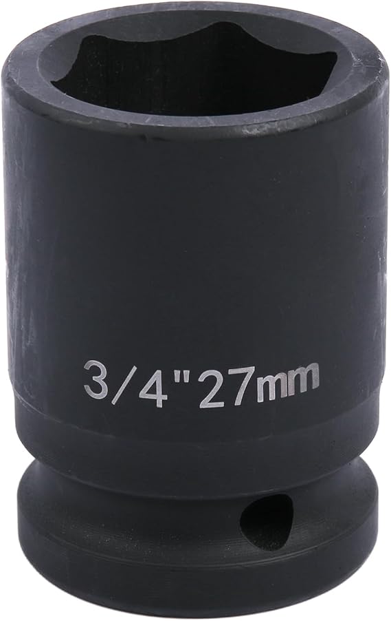 3/4" Drive 27mm Impact Socket- 6-Point Cr-Mo, Heavy Duty Metric