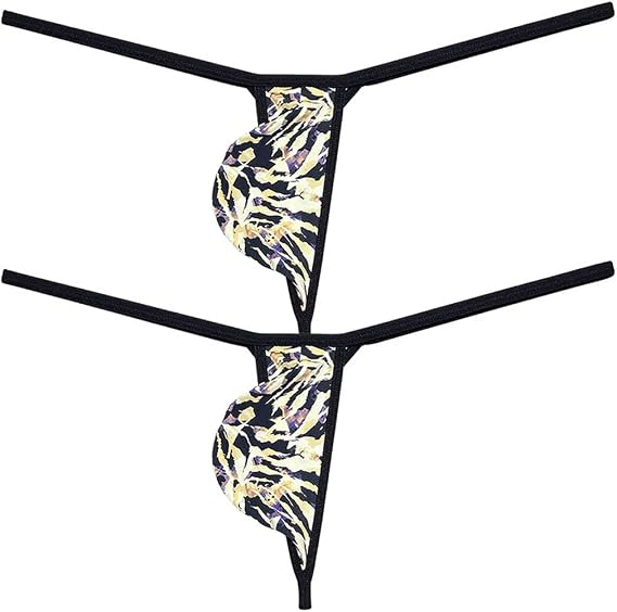Men's String Thong Pouch Underwear Triangle Back Minimum Coverage Underpants Posing Tangas Leopard Jockstrap