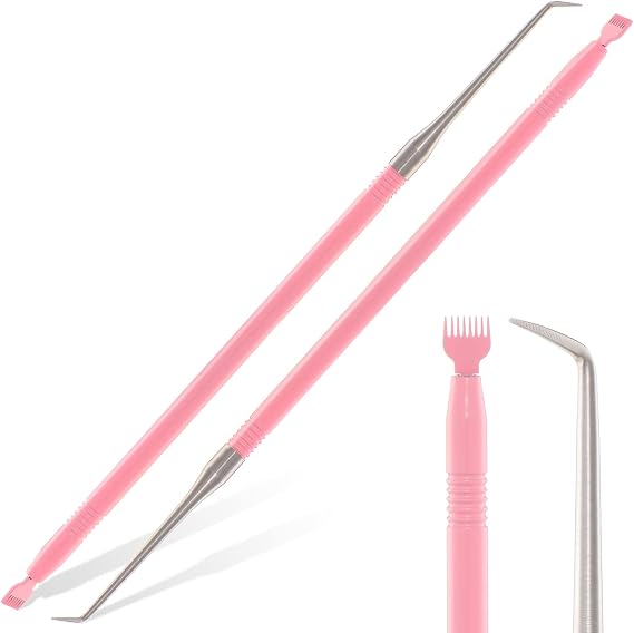 2 PCS Lash Lift Perm Tools and Tint Kit, EKYSSO Eyelash Lifting Tool, 2 in 1 Eyelash Separator with Separating Comb, Professional Lash Lift Comb Perming and Tinting Supplies(Pink)