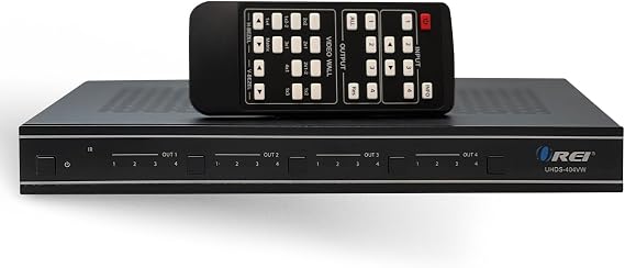 OREI 4K 2x2 Video Wall Controller Seamless HDMI Processor Upto UltraHD Professional 60hz 4:4:4 8-bit - HDMI 2.0, HDCP 2.2, 18 Gbps, UltaHD 2x1, 1x2, 1x3, 1x4 - Loop Out - PC Control