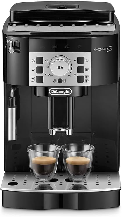 De'Longhi デロンギ Fully Automatic Coffee Machine Magnifica S ECAM22112B, Coffee Maker, 2 Menu Options, Cafe Japonaise, Iced Coffee, Freshly Ground Beans, Easy Maintenance, Manual Milk Frother, Black, 3