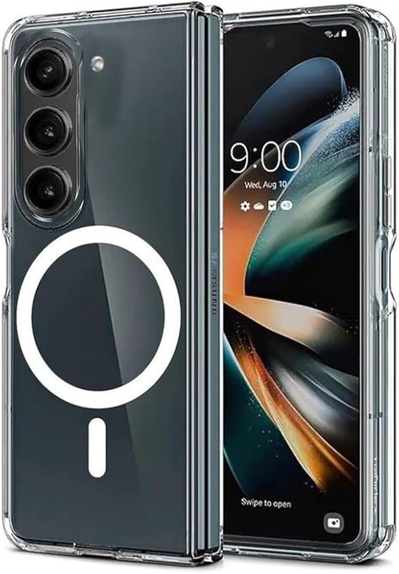 GGM GİYİM & AKSESUAR Samsung Galaxy Z Fold 6 için Magsafe ile Uyumlu Arka Kısmı Şeffaf Kenarları Silikon Yapılı Güçlendirilmiş Mıknatıslı Wireless Kablosuz Şarj Destekli Kılıf (Z Fold 6)