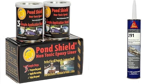 Pond Armor 1.5-Quart Gray Epoxy Paint and 10.1 oz Sikaflex-291 White Marine Adhesive and Sealant Bundle