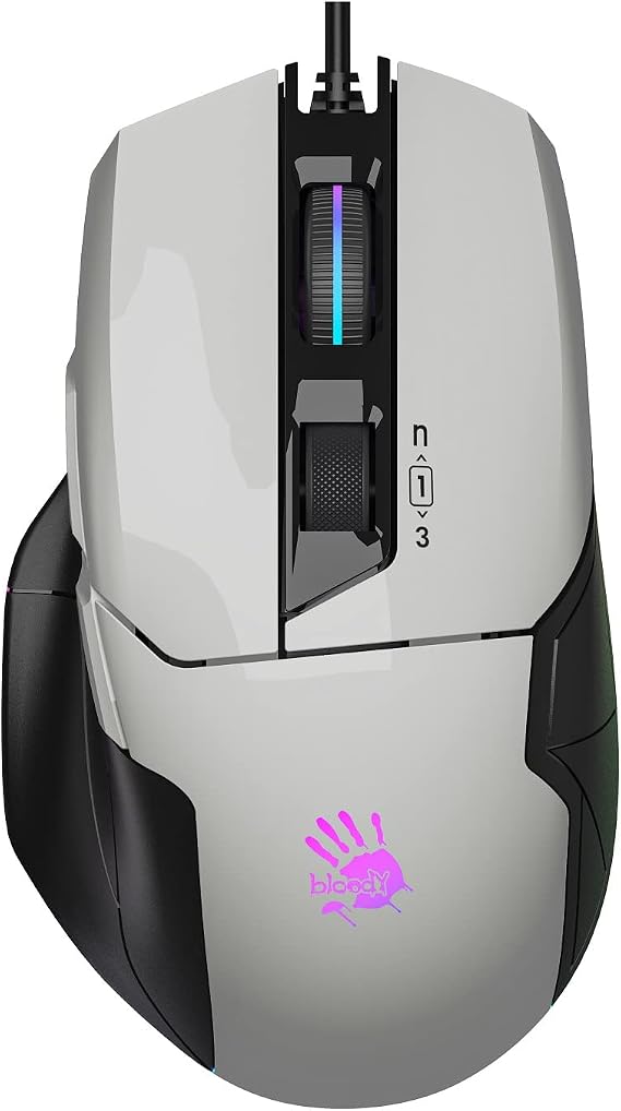 Bloody Gaming W70 Max Gaming Mouse 10,000 CPI 250 IPS RGB Gaming Mouse Panda White