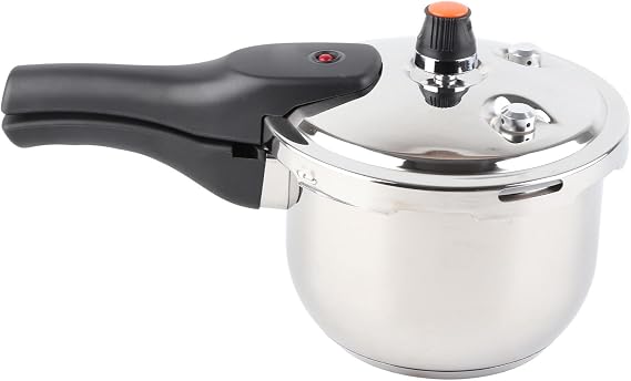 Stainless Steel Pressure Cooker, Multifunctional with Safety Valve, 80KPA, Handle, Cooking Pot for Fast Efficient Cooking (2L)