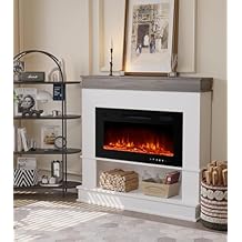 69" Electric Fireplace with Mantel,Freestanding Fireplace Heater with 60" Insert Fireplace with 12 Adjustable Flame Colors for Living Room,1500W,White