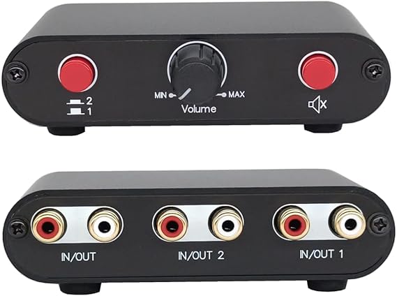 2-Way RCA Stereo Audio Switch Input Signal Source Switcher Selector Splitter Box(2 in 1 Out / 1 in 2 Out)-RC21
