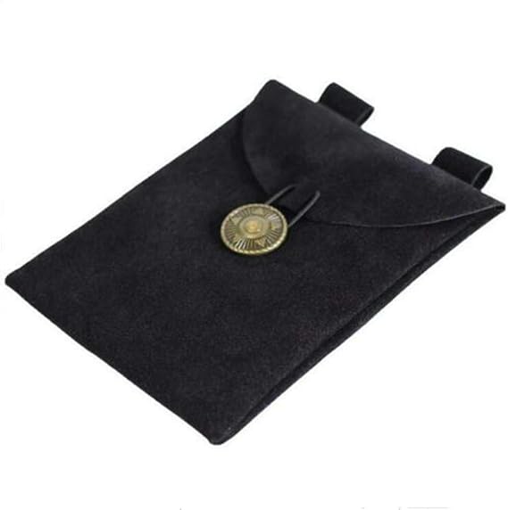 BLESSUME Medieval Pouch Drawstring Bag Renaissance Viking Costume Belt Pouch Waist Bag (Black 1)