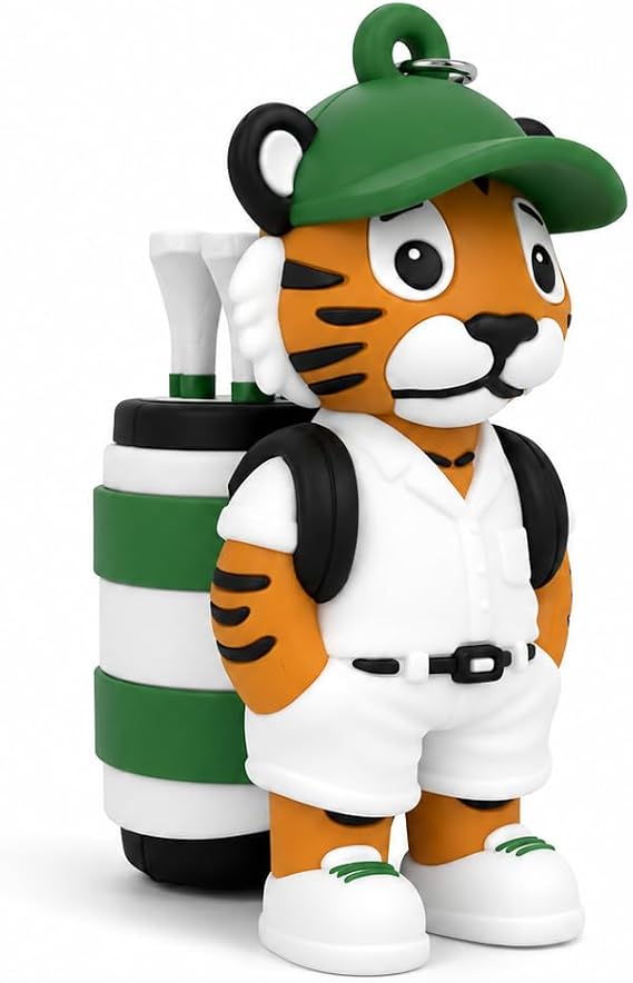 Golf Tee Holder for Golf Bag Tiger Caddy with Keychain Clip, Fun Golf Gift for Men & Women