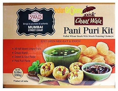 Swad Pani Puri Kit (Puffed Wheat Snack with Mouth Watering Chutneys) - 9.89 Ounces, 280 Grams