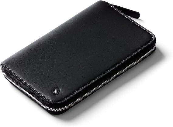 Bellroy Travel Folio, Leather Passport Wallet - Black | Leather travel wallet with room for 2 passports, 4-8 cards, boarding passes, cash and a pen