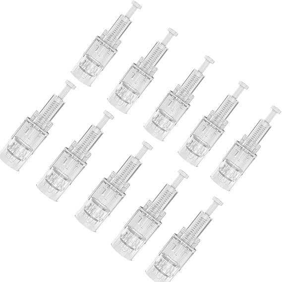 12 Pin Micro Needling Cartridge 10PCS for Microneedling Derma Pen Disposable Replacement Needles Cartridges Parts Screw slot/Thread-Slot Needles Individually and Sealed Bags(12PIN)