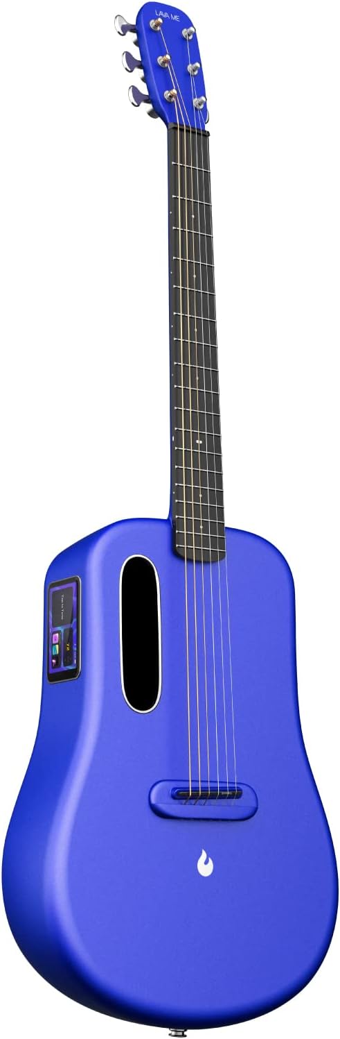 LAVA ME 3 Carbon Fiber Smart Guitars for Adults Teens Beginners, Acoustic-Electric Guitarra with HILAVA OS, wSpace Gig Bag 36'' Blue