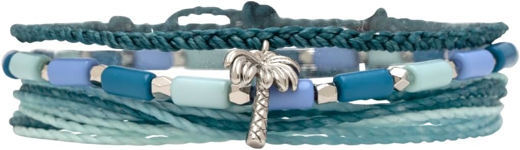 Pura Vida Paradise Palms Style Bracelet Stack - 3 Pack | Bracelet stack with three coordinated handcrafted designs for everyday layering.